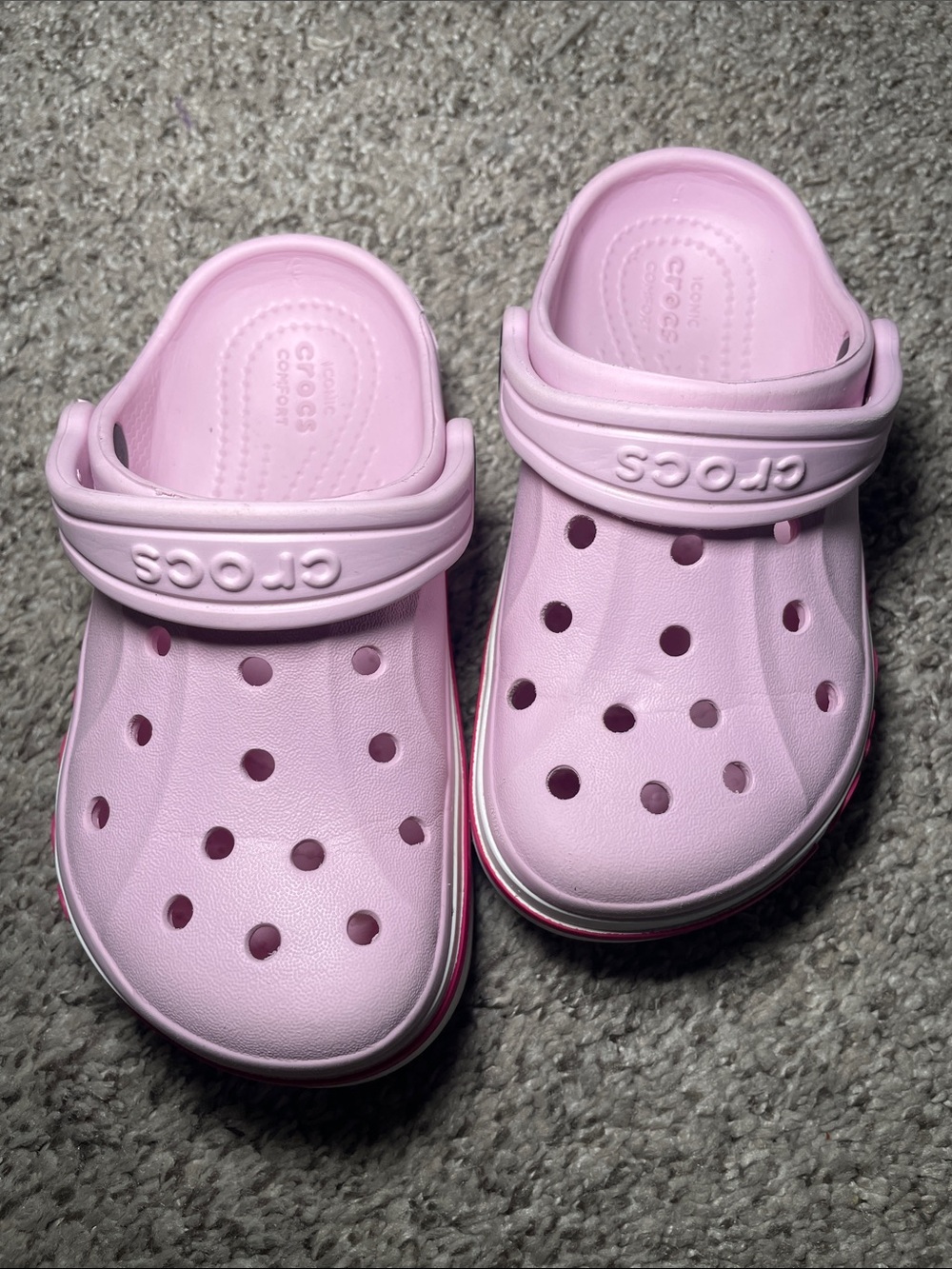 CROCS Kids' Light Pink Clog with Pink Trim BAYABAND STYLE - 10c - Picture 9 of 9